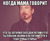 когда мама говорит что ты затопил соседей потому,что ты плохой хазяин а не потому,что у тебя трубы старые