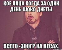 кое лицо когда за один день шоко диеты всего -300гр на весах.