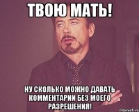 Твою мать! Ну сколько можно давать комментарии без моего разрешения!