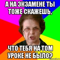 А на экзамене ты тоже скажешь, что тебя на том уроке не было?