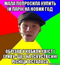 мала попросила купить їй парік на новий год обрізав у кобили хвіст і гриву- ще і на іскуствєнні рісніци осталось