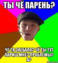 ты чё парень? чё тя заебало? чё ты тут париш мне? проблемы? а?