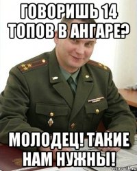 говоришь 14 топов в ангаре? молодец! такие нам нужны!