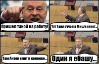 Пришел такой на работу! Тут Таня ручой в Мишу кинет... Там Антон спит в колонке... Один я ебашу...