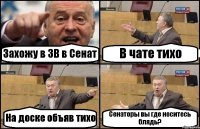 Захожу в ЗВ в Сенат В чате тихо На доске объяв тихо Сенаторы вы где носитесь блядь?