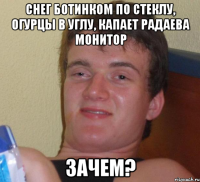 снег ботинком по стеклу, огурцы в углу, капает РАДАЕВА монитор ЗАЧЕМ?