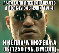 а что если я тебе скажу что я пользуюсь чужим wi-fi и не плочу нихрена, а вы 1250 руб. в месяц