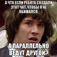 А что если ребята создали этот чат, чтобы я не обижался. А параллельно ведут другой?