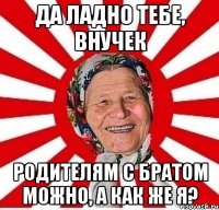 ДА ЛАДНО ТЕБЕ, ВНУЧЕК РОДИТЕЛЯМ С БРАТОМ МОЖНО, А КАК ЖЕ Я?