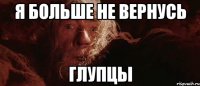 Я больше не вернусь глупцы