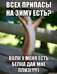 Всех припасы на зиму есть? волк у меня есть белка дай мне плиз(!!!!)