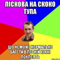 пiскова на скоко тупа шо не може нормально багєти в лєтнiй кухнi поклєять