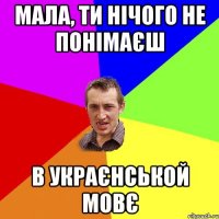 мала, ти нiчого не понiмаєш в украєнськой мовє