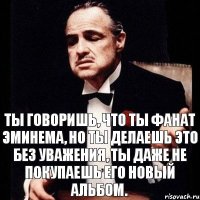 Ты говоришь, что ты фанат эминема, но ты делаешь это без уважения, ты даже не покупаешь его новый альбом.