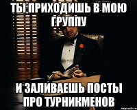 ты приходишь в мою группу и заливаешь посты про турникменов