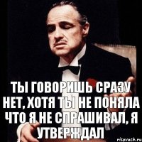 ты говоришь сразу нет, хотя ты не поняла что я не спрашивал, я утверждал