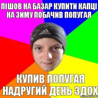 Пішов на базар купити капці на зиму побачив попугая купив попугая надругий день здох