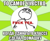 То самое чувство, Когда один ты в классе сделал домашку