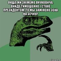 Якщо ми знімемо Януковича, вийде Тимошенко і стане президентом, то мы замінено зека на зечку? 