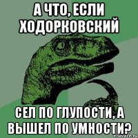 а что, если ходорковский сел по глупости, а вышел по умности?