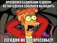 Прозвенел будильник в школу встал оделся собрался выходить сегодня же воскресенье!!!