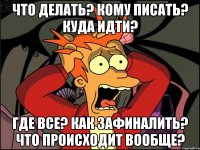 Что делать? кому писать? куда идти? где все? как зафиналить? что происходит вообще?