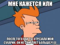 МНЕ КАЖЕТСЯ ИЛИ ПОСЛЕ ТОГО КАК ТЫ ОТРЕЗАЛА МОЙ СУХАРИК, ОН НЕ СВИРЛЯЕТ БОЛЬШЕ?! (((