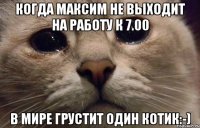 Когда Максим не выходит на работу к 7.00 В мире грустит один котик:-)