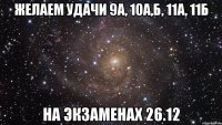 Желаем удачи 9А, 10А,Б, 11А, 11Б на экзаменах 26.12