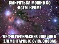 смириться можно со всем, кроме орфографических ошибок в элементарных, сука, словах