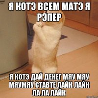 я котэ всем матэ я рэпер я котэ дай денег мяу мяу мяумяу ставте лайк лайк ла ла лайк