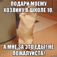 подари моему хозяину в школе 10. А мне за это еды! Не пожалуйста!