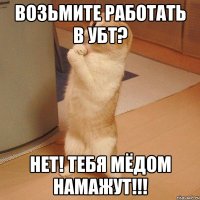 Возьмите работать в УБТ? НЕТ! ТЕБЯ МЁДОМ НАМАЖУТ!!!