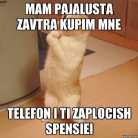 mam pajalusta zavtra kupim mne telefon i ti zaplocish spensiei