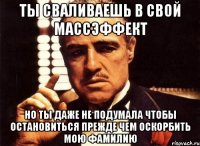 Ты сваливаешь в свой массэффект Но ты даже не подумала чтобы остановиться прежде чем оскорбить мою фамилию