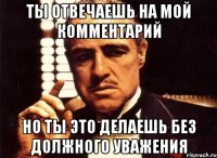 Ты отвечаешь на мой комментарий Но ты это делаешь без должного уважения