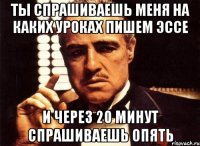 ты спрашиваешь меня на каких уроках пишем эссе и через 20 минут спрашиваешь опять