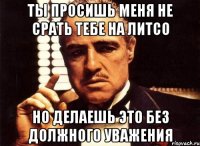 ты просишь меня не срать тебе на литсо но делаешь это без должного уважения