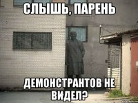 Слышь, парень демонстрантов не видел?