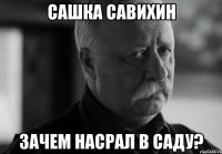 Сашка Савихин зачем насрал в саду?