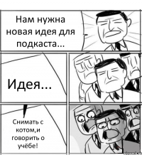 Нам нужна новая идея для подкаста... Идея... Снимать с котом,и говорить о учёбе!