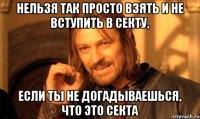 нельзя так просто взять и не вступить в секту, если ты не догадываешься, что это секта