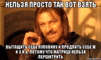 нельзя просто так вот взять вытащить себе пуповину и продлить себе ж и з н ь, потому что матрицу нельзя перехитрить