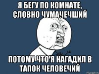 Я бегу по комнате, словно чумачечший Потому что я нагадил в тапок человечий