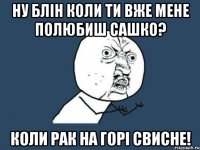 ну блін коли ти вже мене полюбиш сашко? коли рак на горі свисне!