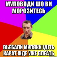 Муловоди шо ви морозитесь вьебали муляки ідіть Карат жде уже блеать