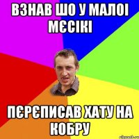 взнав шо у малоі мєсікі пєрєписав хату на кобру