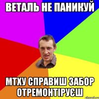 веталь не паникуй МТху справиш забор отремонтіруєш