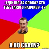 -Едік шо за слова? Хто тебе такого навчив? -Ти А по єбалу?