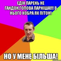 Едік парень не гандон,Голова парніша!!! В нього кобра як пітон! Но у мене більша!